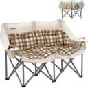 Double Camping Chair, Oversized 2 Person Camp Chairs with Cup Holders Side & Backrest Mesh Pockets Padded Loveseat Camping Chair Foldable for Outdoor Lawn Backyard Beach Support 800LB