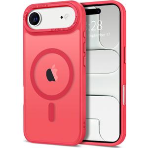 Hython Case for iPhone Air Case Magnetic Translucent Matte Phone Cases 6.5" [Compatible with MagSafe] Thin Slim Fit Shockproof Bumper Hard Protective Cover for Women Men Girls, Frosted Red