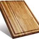 Large Teak Wood Cutting Board for Kitchen, Reversible Wooden Chopping Board With Juice Grooves and Handles,Ideal for Chopping Meat, Vegetables, Fruits, Bread, Cheese, 20x15x1.5 inch