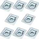 SHEUTSAN 8 Pack Recessed D-Ring Tie Down Anchors, Steel Flush Mount D-Rings, Heavy Duty Recessed Pan Fitting D-Rings for Truck, Trailer, Deliveries, 6,000 Lbs Breaking Strength