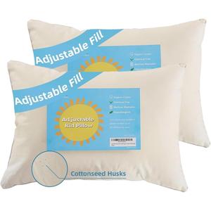 Organic Kids Pillow - 16x22 Toddler Pillow with 100% Organic Cotton Shell, 2 Pack Adjustable Loft Youth Pillow, Machine Washable Organic plilow, Soft, Perfect for Kids&Youth