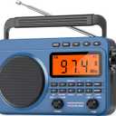 Digital AM FM Shortwave Radio with Best Reception,4000mAh Rechargeable Portable Radio with NOAA Weather Alert, Big Speaker, Digital Tuner and Stereo Earphone,Support Micro SD Card and USB MP3 Player (Blue)