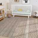 Nakagishi Area Rug 6x9 Living Room: Washable Boho Large Neutral Soft Farmhouse Rugs Stain Resistant Modern Indoor Floor Non Slip Accent Carpet for Bedroom Nursery Kids Playroom Office Dining Room Dorm