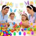 200 Pack Colorful Fillable Easter Eggs with 6 Surprise Golden Eggs, 2.4 Inch Plastic Easter Egg Empty for Easter Hunt Party Favors Easter Basket Stuffers Fillers Classroom Prizes for Kids Boys Girls
