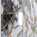 Decorative Light Switch Cover Plate Abstract Grey Marble Grizzly Golden Line 1 Gang Wall Plate Oversized Single Toggle Wall Cover Plate Jumbo Switchplate Face Plate for Kitchen Decor