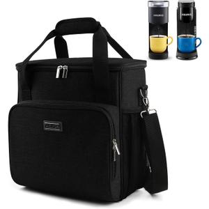 BAGLHER Coffee Maker Travel Bag Compatible with Keurig K-Mini, Keurig K-Express, Keurig K-Iced or Other Accessories, Portable Coffee Maker Case with Shoulder Strap for Travel, Black