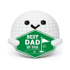 Roshtia Christmas Golf Best Dad by Par Handmade Knitted Crochet Golf Ball & 20oz Stainless Steel Tumbler Present Set Funny Birthday Gifts for Men Golfers Daddy Father Papa