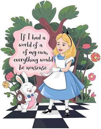 Cute Alice and Rabbit Adventure Mad Hatter Cheshire Cat Alice in Wonderland Adventurous Creative Minimalist Cartoon Girls Boys Kid Room Design Nursery Fun Home Vinyl Decoration Size (18x20 inch)