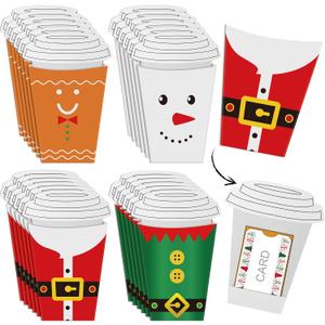 Hillban 24 Pcs Christmas Money and Gift Card Sleeves Gift Card Holders Money Holder Ornaments Greeting Cards for Christmas Party Decoration