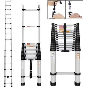 Aluminum Telescoping Ladder - 20FT Portable, Collapsible, Extension Ladder with Roof Hooks, 330lb Capacity