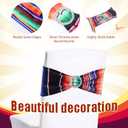 Newwiee 12 Pieces Mexican Theme Stretch Chair Sashes Dining Spandex Chair Sashes Bands Decoration with Buckle for Wedding Event Fiesta Ceremony Reception Party Favor Banquet Mardi Gras (Retro)