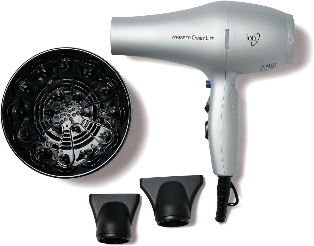 Ion Whisper Quiet Lite Ionic Ceramic Hair Dryer, 1875 Watts, Lightweight, Powerful, 4 Temperatures, 2 Speeds