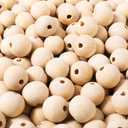 500pcs 20mm Wood Beads Natural Unfinished Round Wooden Loose Beads Wood Spacer Beads for Craft Making Decorations and DIY Crafts