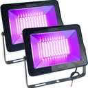 2 Pack 50W UV Ultraviolet Black Light 12V 24V 36V Low Voltage for Halloween Blacklight Party, Stage Lighting, Body Paint, Glow in The Dark, Fishing, UV Glue Curing, Screen Printing