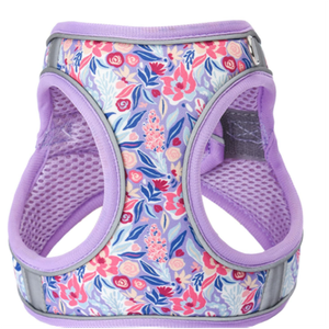 M Light Purple Flower Pattern Dog Harness and Leash Set,No Escape Easy Walk Puppy Harnesses for Training Walking，Breathable Adjustable Puppy Vest for Small Medium Dogs, Cats (Light Purple, M)