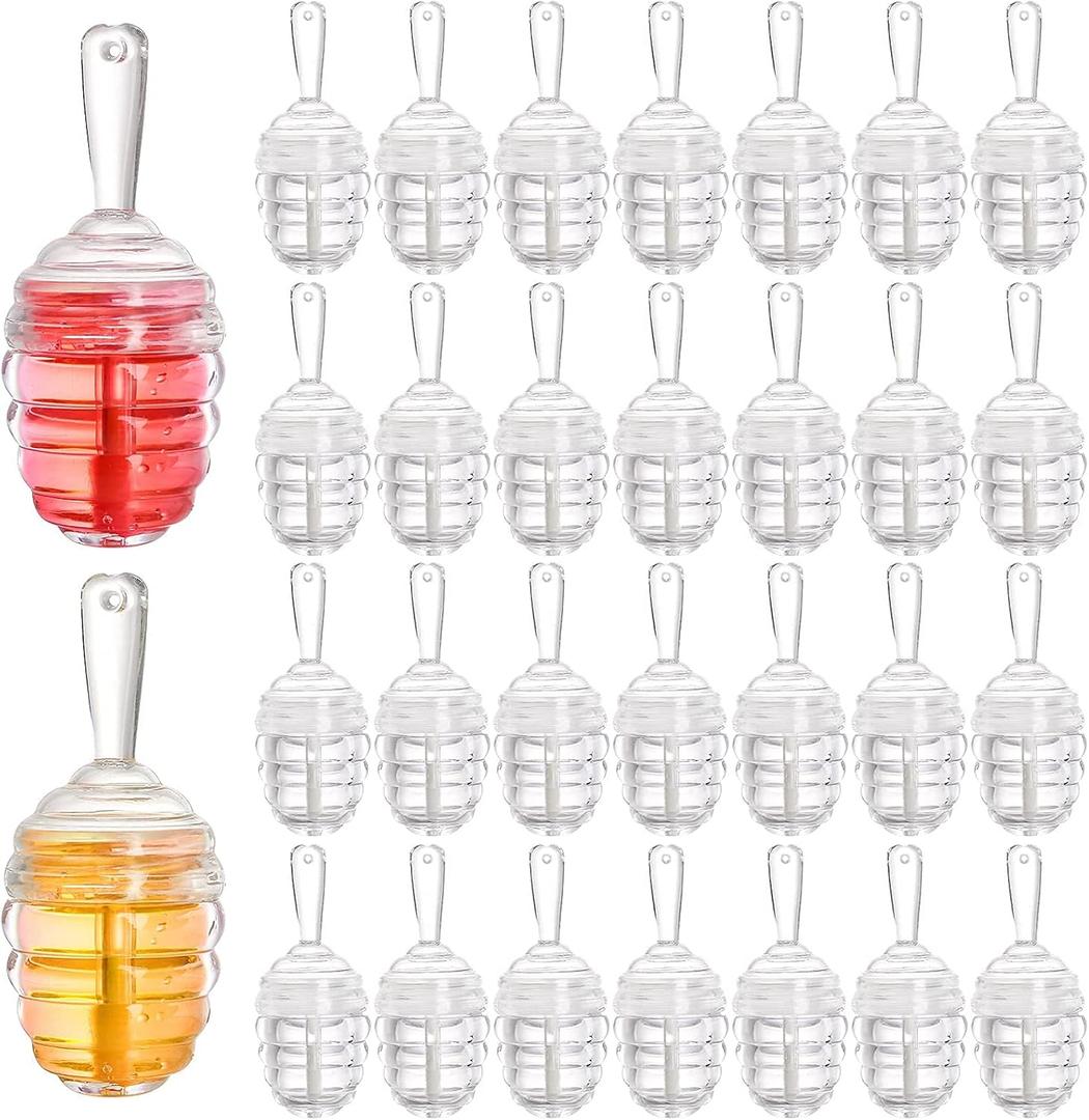 DEAYOU 30 Pack Empty Lip Gloss Tubes with Wand, Honey Pots Shaped Refillable Plastic Lipgloss Containers, Clear Lipstick Brush Bottles for Women DIY Makeup, Lipgloss Making Kit, 0.2OZ/ 6ml