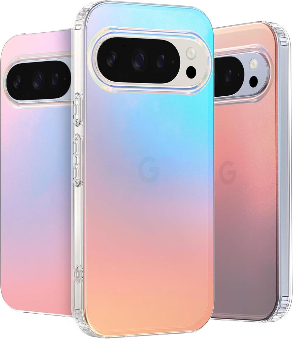 LONLI Hue Case for Google Pixel 10 Pro XL - Holographic Iridescent Phone Case - [Raised Camera Frame] - Cute and Unique Phone Cover for Girls and Women