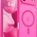 CANSHN Magnetic Compatible with iPhone Air Case(6.5 Inch), Upgraded [Full Camera Protection] [Compatible with Magsafe] [Translucent Matte] Shockproof Phone Cover for iPhone 17 Air Case,Hot Pink