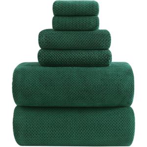 YTYC Towels, 39x78 Inch Oversized Bath Sheets for Adults Luxury Extra Large Bath Towels Sets of 6 Super Soft Shower Towels for Bathroom Microfiber 80% Polyester(Dark Green,6)