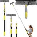 Window Squeegee with Extension Pole, 26FT Reach Squeegee for Window Cleaning, 2-in-1 Windows Washer, 180°Rotated Windows Cleaner Squeegees, Washable Window Squeegees for Home, Mirror, Car, 20FT