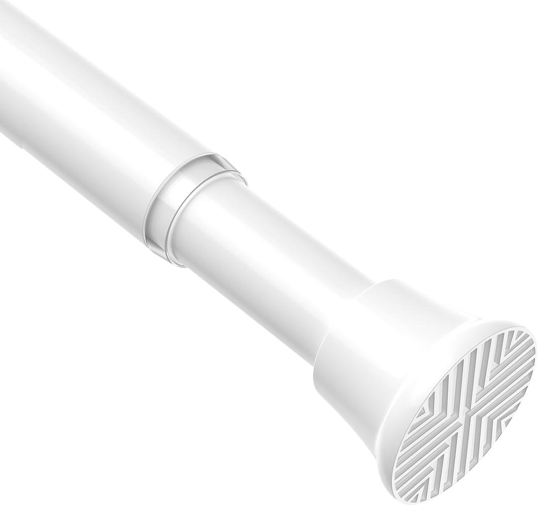 AIZESI Spring Tension Curtain Rod 24 to 46 Inch, White, 1Pcs, Iron, Tension Mounted
