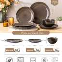 LERATIO Ceramic Dinnerware Sets for 8,Stoneware Plates and Bowls Sets,Handmade Reactive Glaze Dishes Set,Chip Resistant and Scratch Resistant | Oven&Dishwasher & Microwave Safe-Chestnut(24PCS)