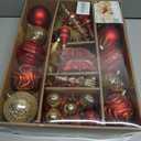 SHareconn 80pcs Christmas Balls Ornaments Set, Contemporary Light Luxury Gift Set, Shatterproof Plastic Decor for Xmas Tree Holiday Wedding Party Decorations with Hanging Strings,Red and Gold