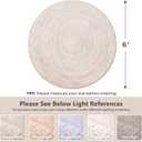 Asrug Imitation Jute Low Pile Round Rug Area Rug Washable Non-Slip Circle Rug Soft Plush Touch Circle Rugs Round for Kitchen Bathroom Living Bedroom Nursery, Carpet 6ft /72 inch/183 cm Khaki
