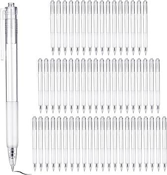 Ctosree 100 Pcs White Barrel Gel Pens 0.7mm Retractable Black Ink Pens Fine Point Tip Ball Point Aesthetic Pens Bulk Click Office Pens for Smooth Writing Drawing Sketching Journaling Supplies