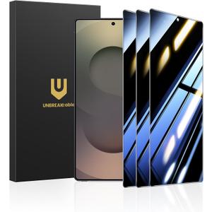 UNBREAKable Privacy Screen Protector, Shatterproof 9H Tempered Glass for Samsung S25 Ultra [True 28 Anti-Spy] [Easy Installation] [Fingerprint & Face ID Unlock] for Public Transport & Office-3 Pack