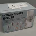 Cambom 5 in 1 Rotary Cheese Grater Hand Crank Cheese Shredder for Fresh Cheese, Vegetable, Nuts,Non-slip Suction Base, Five Blades, White