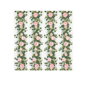 SOMYTING Artificial Flower Garlands Eucalyptus Garlands with Flowers Rose Peony Flower Vine Faux Floral Garland for Wedding Party Arch Table Wall Backdrop Decoration (Light Pink, 4PCS)