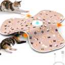 Interactive Cat Toys for Indoor Cats Adult with Feather Tail Switchable Mouse Sounds, Kitten Enrichment Toys for Hunting Self Play, Automatic Rechargeable Quiet Game to Bored (Pink)