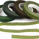 KUUQA 4 Rolls 1/2" Wide Floral Tapes for Bouquet Stem Wrapping and Floral Crafts,Wedding Bouquet,Dark Green,Light Green,Grass Green,Dark Brown (Mix Color)