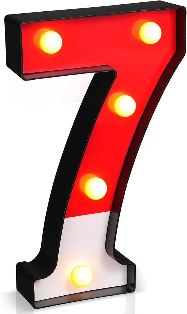 Mudder Red and White Light up Numbers Party Decorations, LED Anime Cartoon Pattern Glowing Numbers, Birthday Table Centerpieces Cartoon Animated Birthday Party Supplies, 8.58 x 5.2 Inches(7)