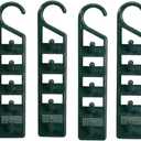 Space Saving Closet Hanger Holders Set of 4 Durable Green Plastic Organizers with 5 Vertical Hooks Each Maximize Wardrobe Space for Clothes, Belts, Scarves & Accessories by Miles Kimball