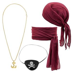 SYOWADA 2Pcs Women Men Halloween Pirate Accessories, Pirate Costume, Cosplay Waist Belt Bandana Hat Eye Patch Necklace
