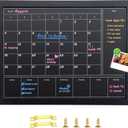 3-in-1 Chalkboard Calendar for Wall, 17x13 inches Magnetic Monthly & Weekly Calendar, Blackboard for Wall with Black Wood Frame, Hanging Chalkboard for Decor/Memo(YL+ZL-HB-BK,4333)