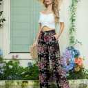 Lepunuo Women's High Waisted Wide Leg Flowy Pants Casual Palazzo Pants Work Adjustable Tie Knot Pants with Pockets (Black, XS)