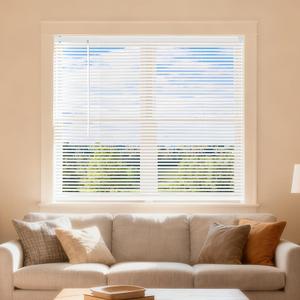 Cordless 1" Venetian Horizontal Mini Blinds for Indoor Windows(30" W×36" H) | L-Shaped Window Blinds, 100% Privacy & Light Filtering, Smooth Lift, Ideal for Bedroom, Office and Everyday Home Use,White