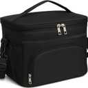 24 Cans/15L Insulated Lunch Bag for Women Men Adults Fit and Fresh Lunchbox Containers Soft Lunch Tote Cooler Bag for Work Home Outdoor Travel Hiking Picnic Beach with Adjustable Straps (Black)