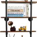 GarveeHome Industrial Pipe Shelving Wall Mounted, 30in Metal Floating Shelves, Steampunk Real Wood Book Shelves, Wall Shelf Unit Wineshelf Hanging Wall Shelves, Kitchen Bar Shelving(4 Tier)