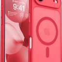 CANSHN Magnetic Compatible with iPhone Air Case(6.5 Inch), Upgraded [Full Camera Protection] [Compatible with Magsafe] [Translucent Matte] Shockproof Phone Cover for iPhone 17 Air Case,Red