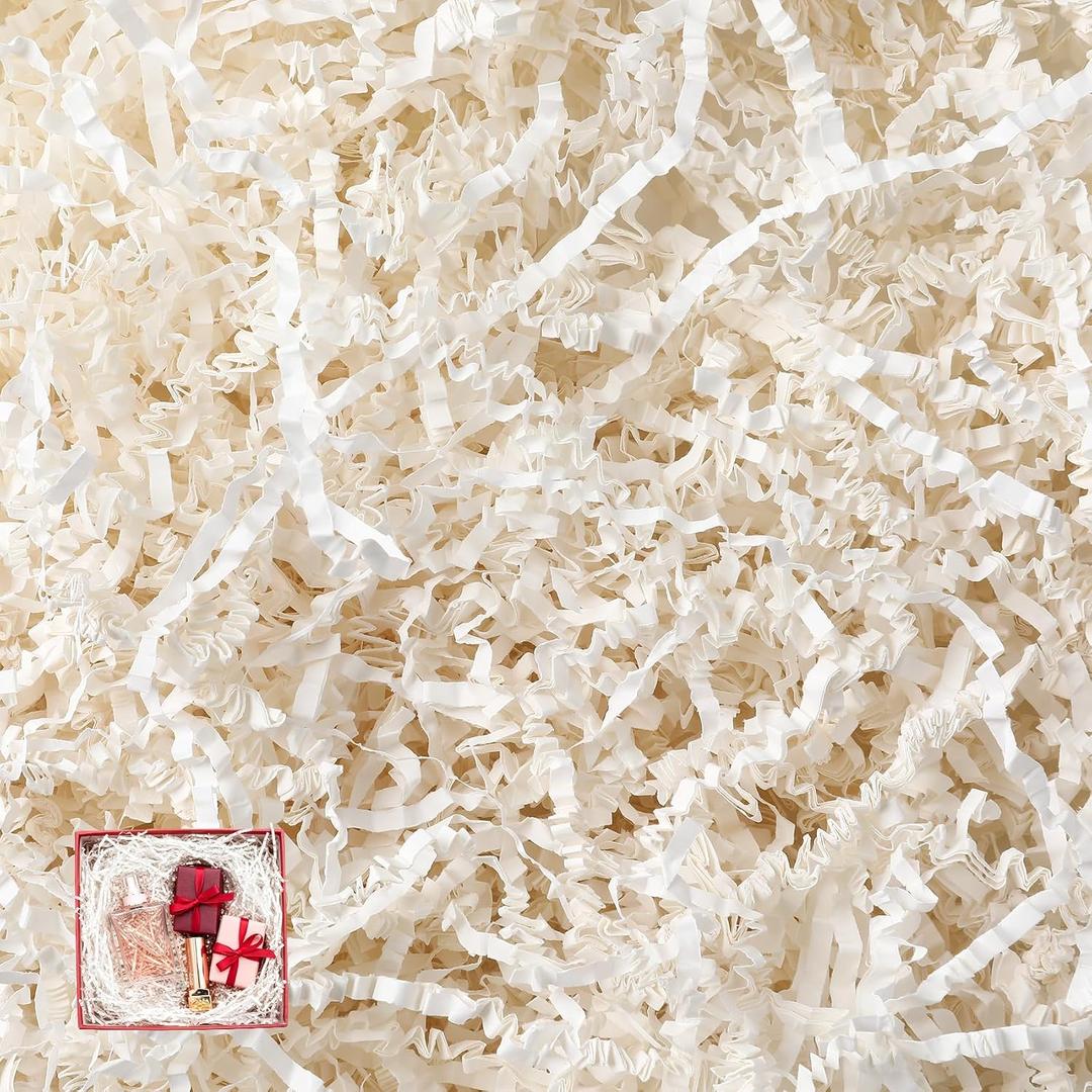 1 LB Crinkle Paper Filler White Shredded Paper for Gift Baskets & Box Filler Mothers Day Gift Wrap Crinkle Cut Paper Shred Filler Paper Grass for Basket Filling Birthday Wedding Gift Wrapping Stuffer