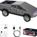 WS-580 Cybertruck Portable Bluetooth Speaker, Replica Car with Display Screen, HD Sound, TWS Pairing, FM Radio, Built-in Mic, Remote Selfie Control, LED Party Light, Gift for Car Lovers (Gray)