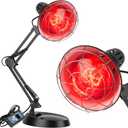 Infrared Heat Lamp with Timer, Red Light Therapy for Body Muscle Joint Pain Relief, 150W Near Infrared Lamp with Sturdy Adjustable Base