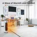 Comfort Zone 1,500W Ceramic Tower Space Heater with Remote, Backlit Digital Thermostat & Temperature Display, 3 Heat Settings + Fan Mode, 90 Oscillation, Timer, Overheat & Tip-Over Protection