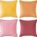 MONDAY MOOSE Decorative Throw Pillow Covers Cushion Cases, Set of 4 Soft Velvet Modern Double-Sided Designs, Mix and Match for Home Decor, Pillow Inserts Not Included (16x16 inch, Yellow/Pink)