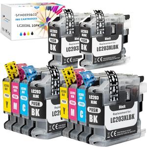 F FINDERS&CO LC203 Ink Cartridges for LC201 LC201XL LC203XL Ink to Work with MFC-J460DW MFC-J480DW MFC-J485DW MFC-J680DW MFC-J885DW Printer (4BK 2C 2M 2Y, 10 Pack)