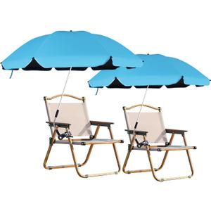 Blissun Beach Umbrella with Clamp, Adjustable Umbrellas for Chair, UPF50+ Sun Shade Umbrella for Beach Chair, Wheelchair, Camping Chair, Patio Chair, Golf Carts (Chair Not Included)